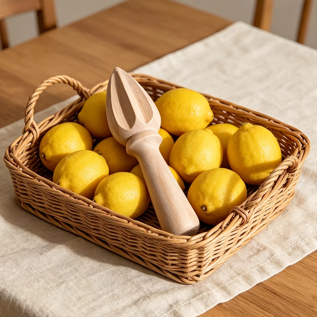 TEMU 1pc Beech Wood Juicer, Home Lemon Juice Extraction And Seasoning Essential, And Pulp Extraction -one Juicer, Beech Wood, One-piece Molding,