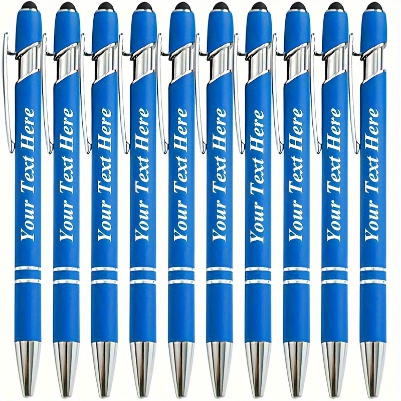 

10 Pcs Custom Text Blue Ballpoint Pens - Perfect Gift For Anniversary, Birthday Or Any Special