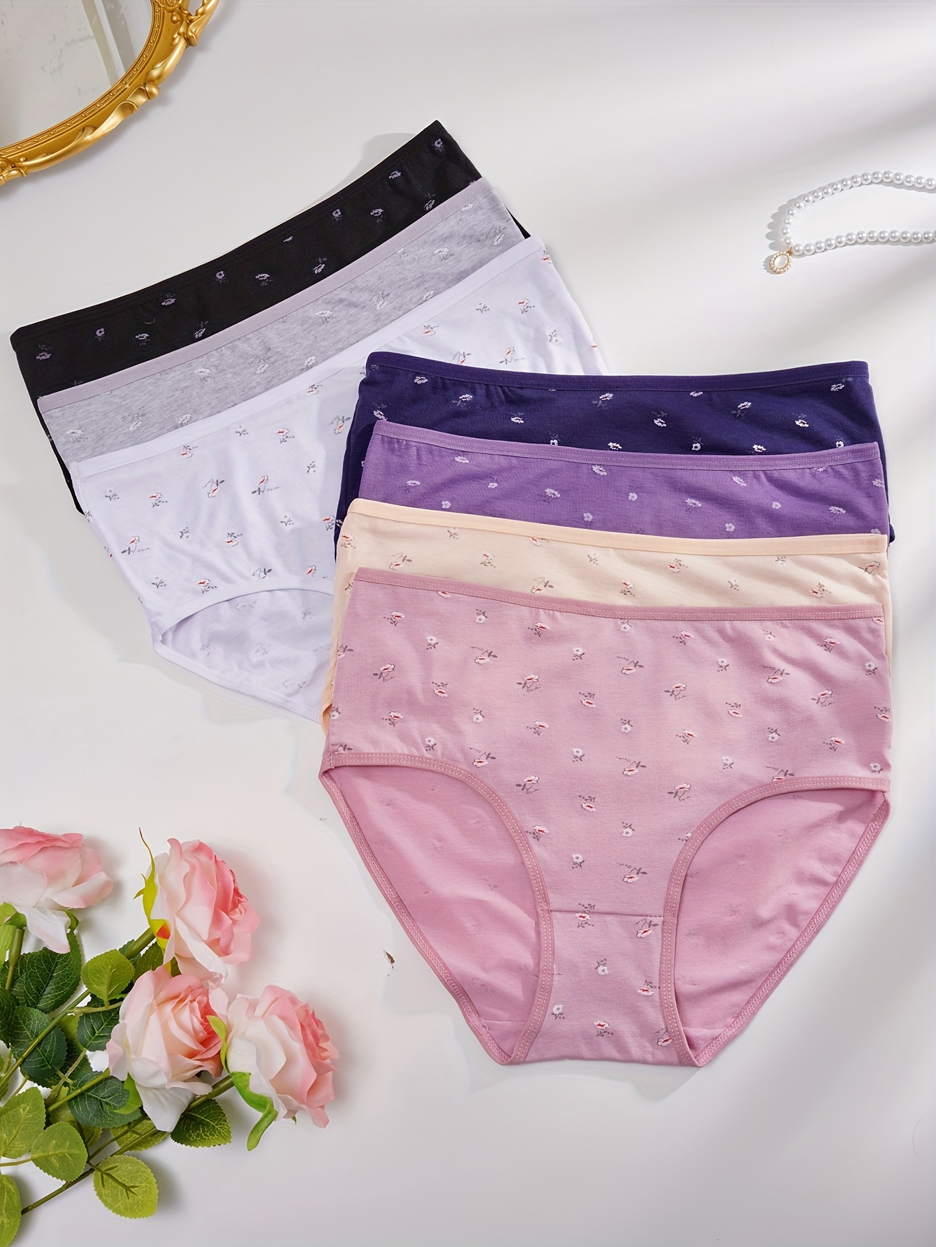 Women Sexy Print Panties Stretch Soft Underwear Butt Panties plus