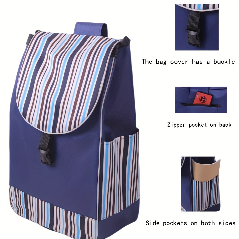 

1pc, Shopping Cart Replacement Bag, Foldable, Lightweight, Striped Design Bag, Shopping Bag, Household Items