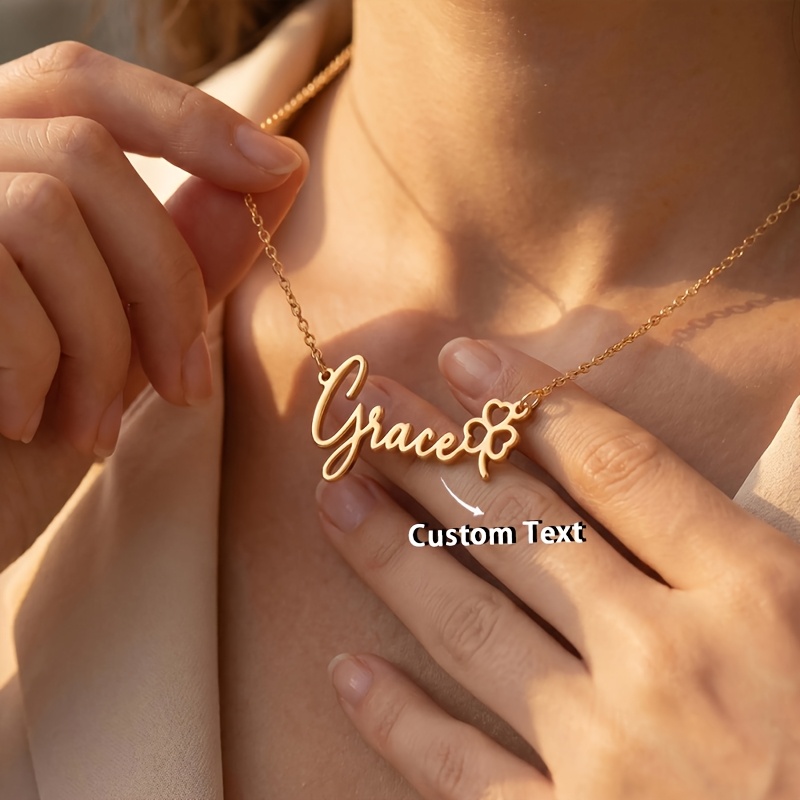 Personalized Stainless Steel Name Necklace, 18K Gold Plated