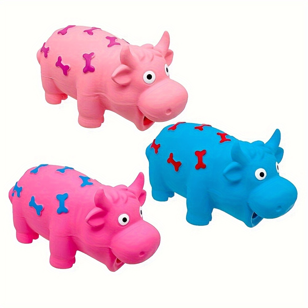 

1pcs Squeaky Ox Patterned Rubber Dog Chew Toy, Durable Teeth Grinding Squeak Toy For Medium Breed Dogs - No Batteries Needed