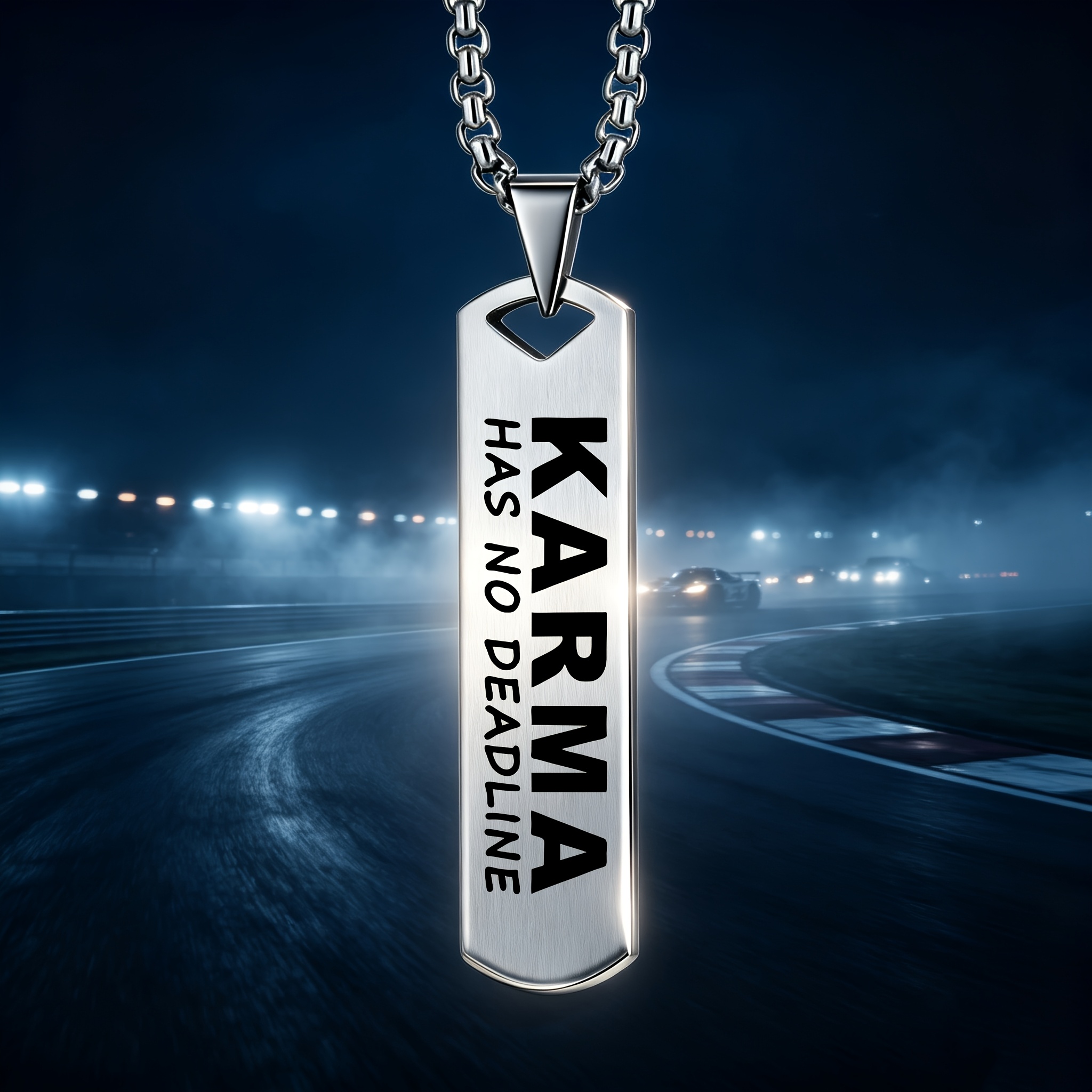 KARMA HAS NO DEADLINE Font Pendant Necklace