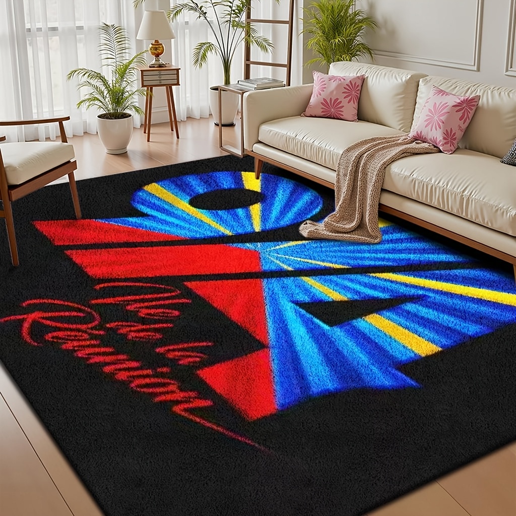 TEMU [Produit] Un paillasson avec le numéro 974 et le slogan 'Île de la ', et confortable, lavable en machine pour un nettoyage facile et une