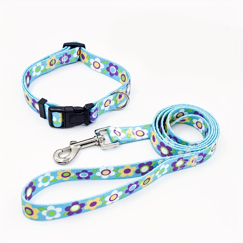 Collar and Leash Set for Small Dogs, Printed Design