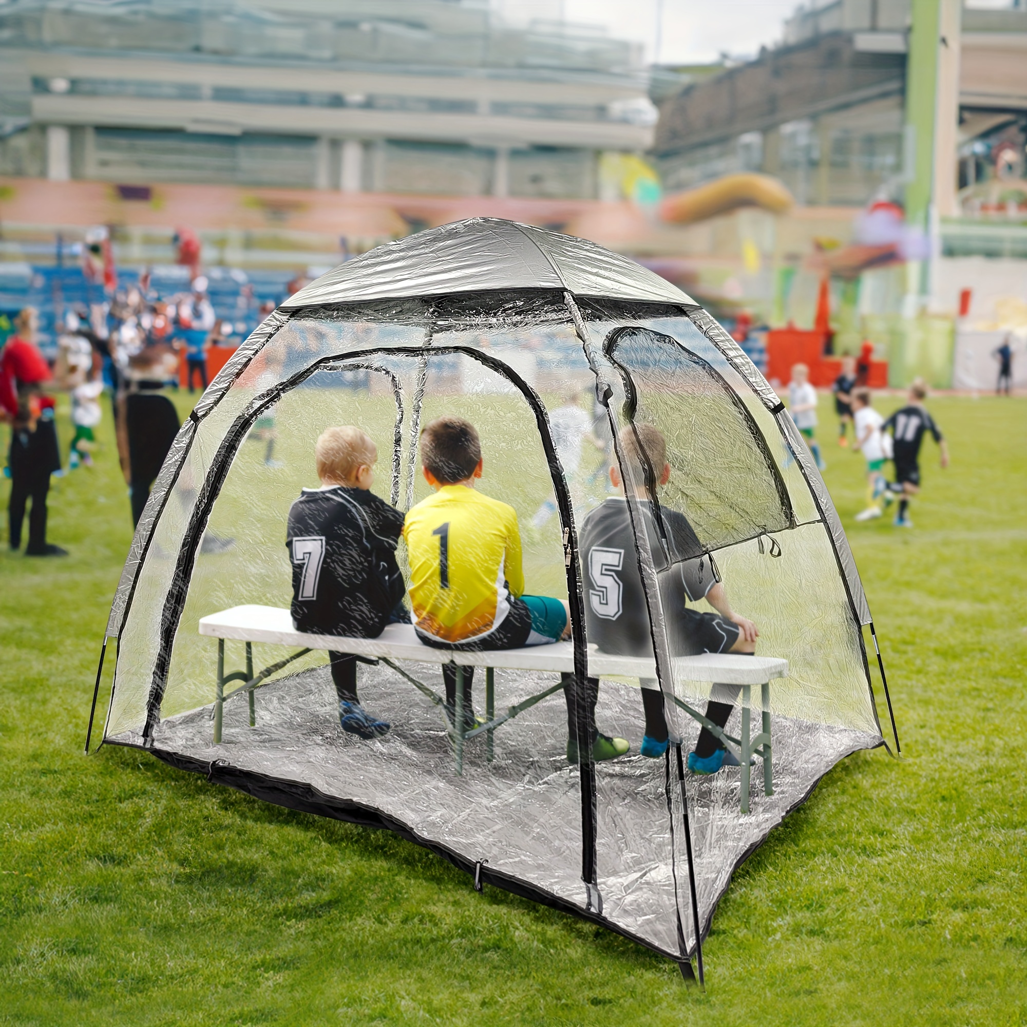 TEMU Bubble Tent With Detachable Top Cover & Sealed Floor - Oval Camping Shelter Suitable For 1-3 People ( 4), Windproof Outdoor Tent With Mesh Windows & 540&deg; View For Glamping,, Use