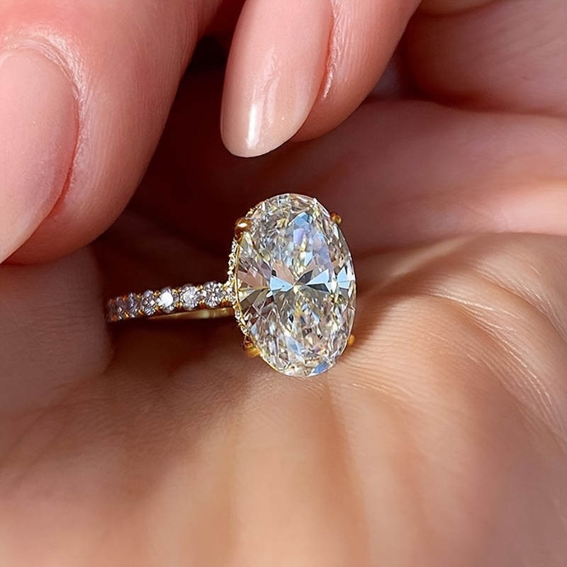 Oval Cubic Zirconia Engagement Ring for Women