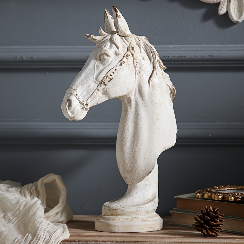 Metallic Horse Head Decoration - Modern Nordic Minimalist Decor with Beige/White/, Indoor/Outdoor Tabletop, Shelf, Mantel, Desk Decor - No Wiring Needed, Easy-Clean Surface for Living Room, Office, Entryway - Elegant Home & Office Accent Piece, Shelf Display, Contemporary Design, Highquality Finish, Statement Art, Interior Designers