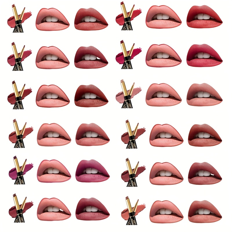 2 in 1 dual ended lipstick lip liner pencil pearlescent   waterproof non stick formula for   types mixed shade range with natural look lipsticks waterproof long lasting