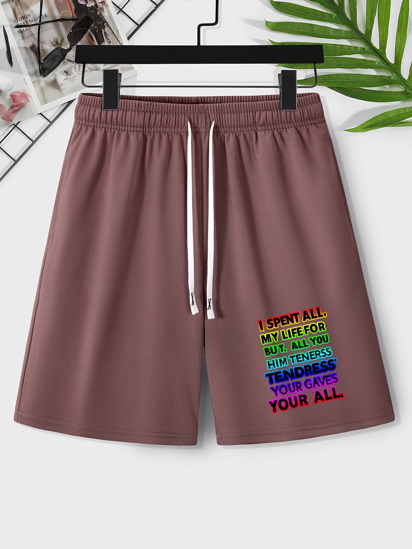 Spent Life Print Men's Drawstring Pants Loose Casual Waist Temu New