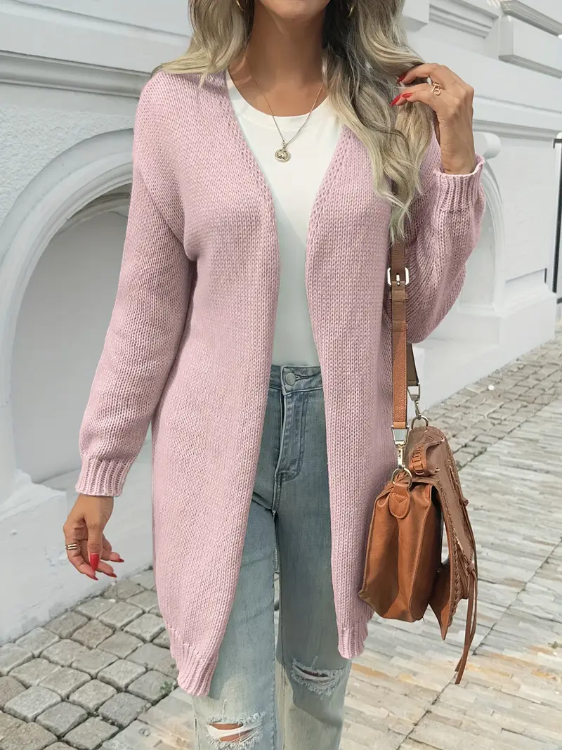 Women's Elegant Longline Ribbed Cardigan - Open Front Drop Shoulder Long Sleeve Sweater, Regular H-Silhouette Solid Color for Fall Winter, Casual to Formal Wear, Sweater Cardigan, Winter Layering ... Women's Elegant Longline Ribbed Cardigan - Open Front Drop Shoulder Long Sleeve Sweater, Regular H-Silhouette Solid Color for Fall Winter, Casual to Formal Wear, Sweater Cardigan, Winter Layering ...