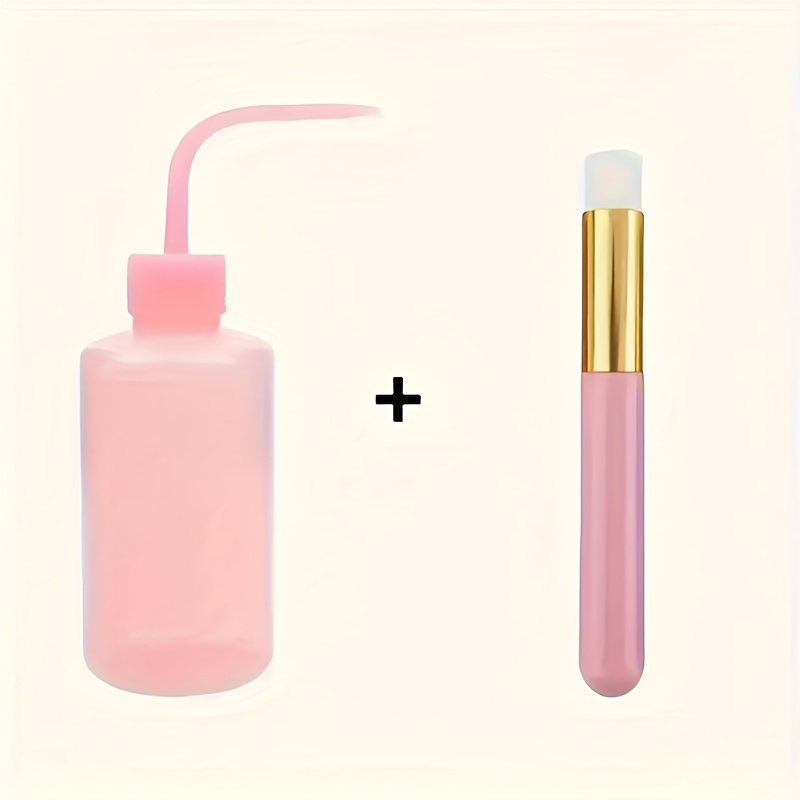 TEMU 2pcs/grafting Eyelash Tool Cleaning Bottle, Mousse Brush, Lash Cleansing Curved Head Bottle, Leakproof Spout Jug, 150ml, Grafting Eyelashes