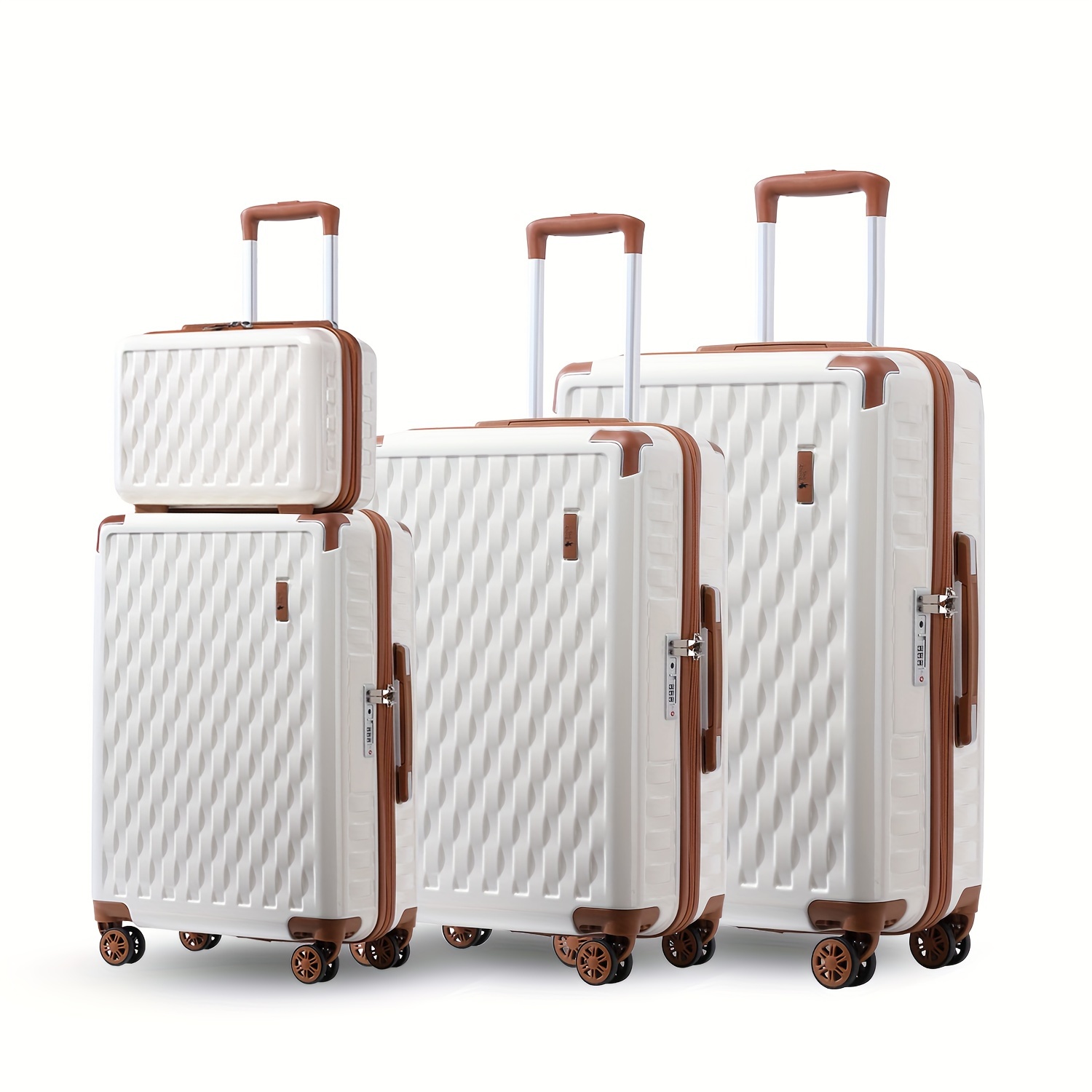 Image of Sea Luggage Sets 4pcs Hard Shell Pc+abs Durable Suitcases With Cosmetic Case Lightweight Trolley Travel Suitcase With Silent 8 Spinner Wheels Ykk Zipper 4 Piece(13in/20in/24in/28in), For Teenager