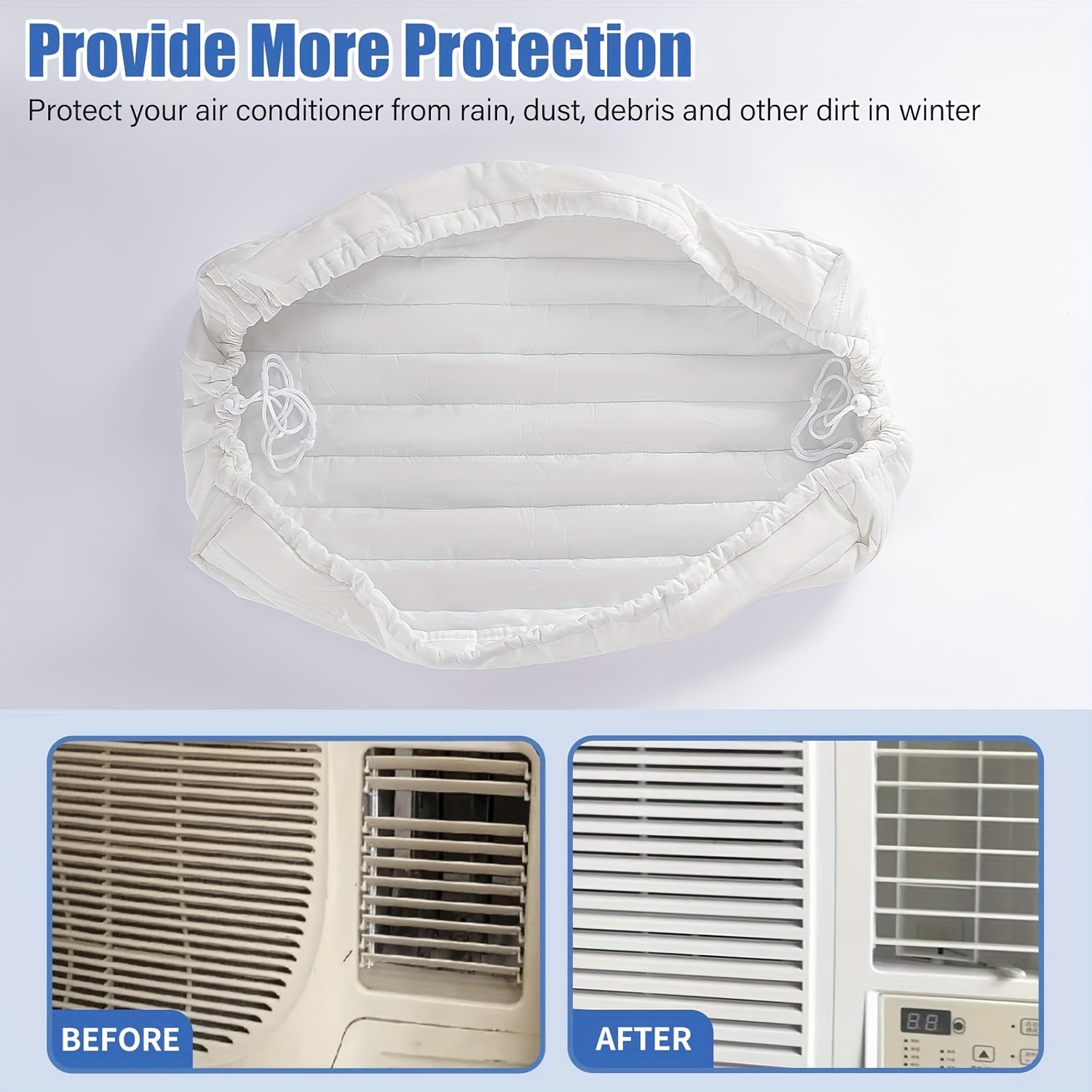 adjustable indoor air conditioner window unit cover rust proof dust snow protection with elastic band for     room warm in winter fits most models details 4