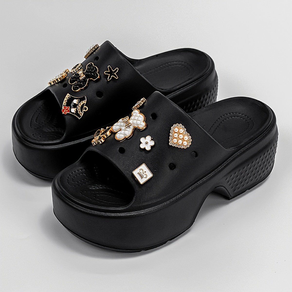 

Women's Cute Bear Decor Platform Sandals, Casual Open Toe Summer Shoes, Comfortable Slip On Sandals