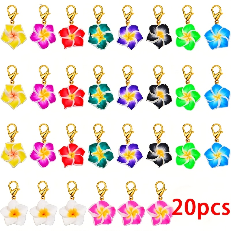 E-shop 20er-Set Frangipaniblumen-Schlüsselanhänger, Harz-Ei-Anhänger mit Legierungsmetall, Karabinerverschluss Schlüsselringe, Dekorative