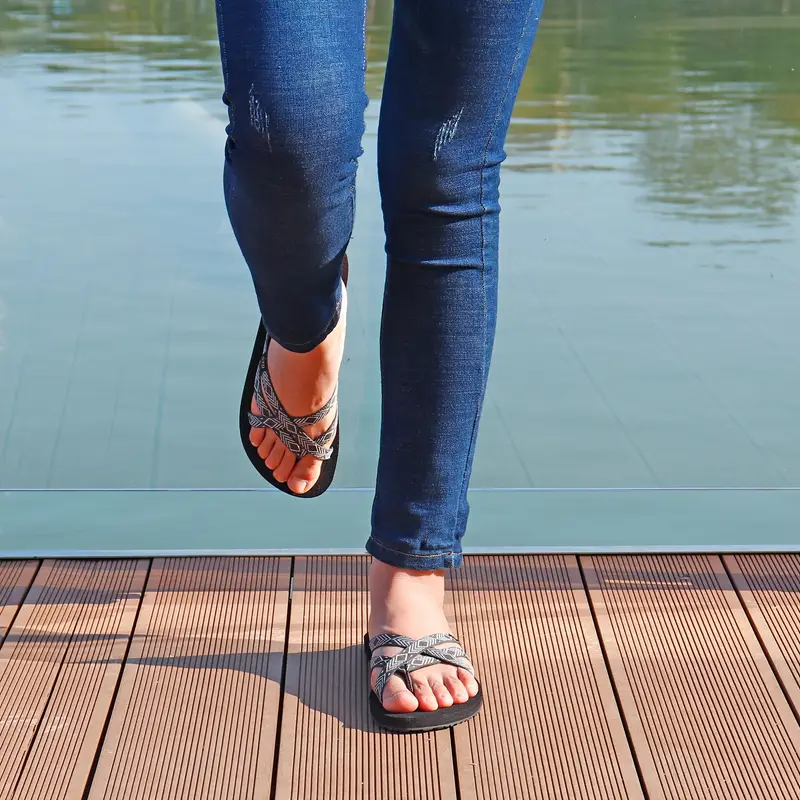 womens lightweight anti skid beach slides open toe cross strap flat slippers with eva sole fabric upper eva insole for casual slide sandals eva sole upper slippers summer sandals Product details 10