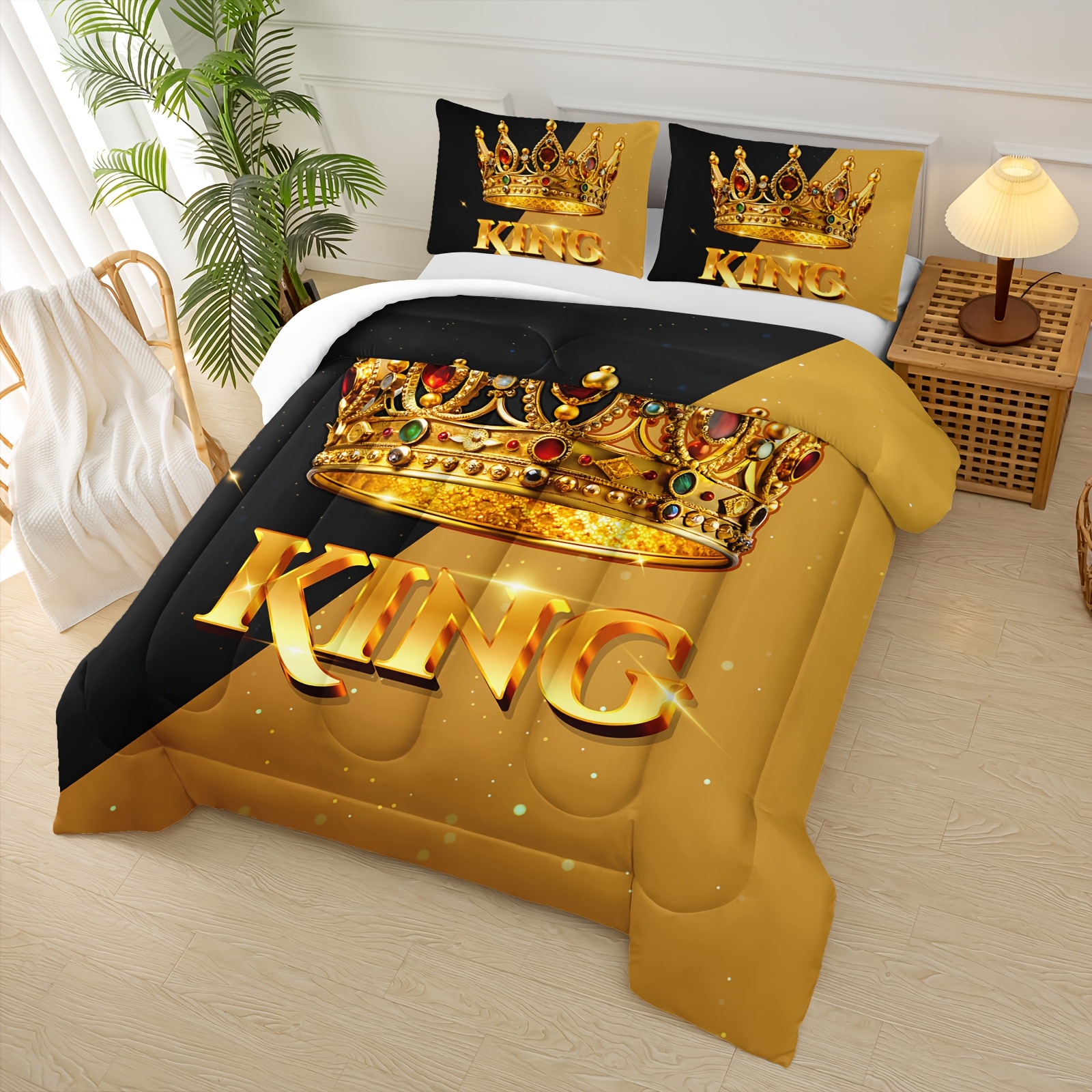 3pcs king queen   letter print quilt set couples quilt set ruby   print black and yellow bedding set valentines day themed wedding room decor 1 quilt 2 pillowcases without pillow core Product details 3