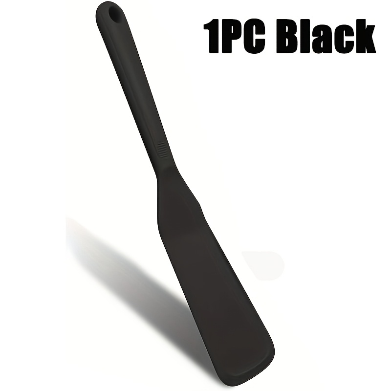 TEMU 1pc/black/silicone Pancake And Egg Flipper - Long, Thin Spatula For Flipping, Perfect Pancakes And Omelets - Kitchen Cooking Tool, Available In