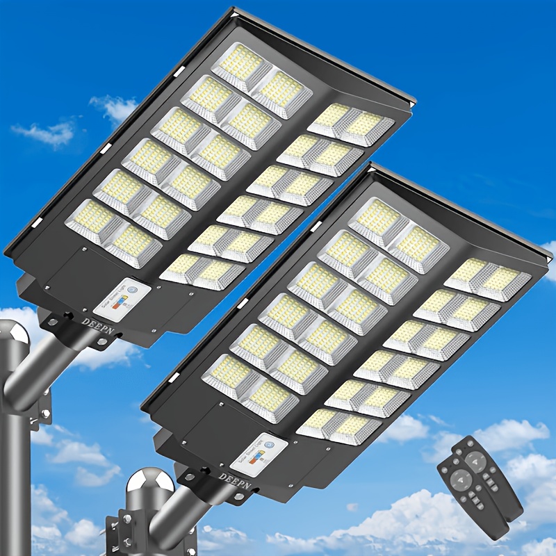 TEMU Morsen 2pcs Outdoor Solar Street Lights, Dusk To Dawn Solar Flood Lights With Motion Sensor, Led Solar Lights With Remote Control Lot