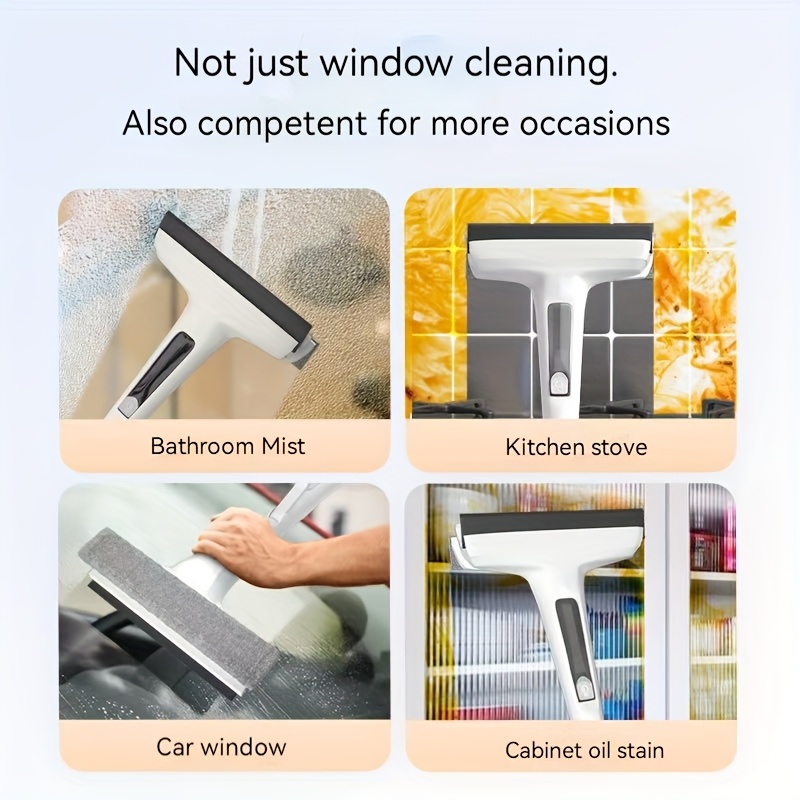 3 in 1 glass cleaning kit durable metal pole with scraper suitable for high windows shower doors and car windshields essential household cleaning tool high pressure spray wand   handle window cleaning essentials ergonomi Product details 5