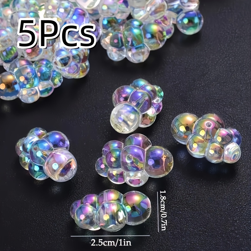 Image of 5pcs Mini Bath Bubbles - 1:6 Scale Ultra Realistic Acrylic Soap Foam For Dollhouse Bathtub Decoration, Whitemelange With Rainbow Reflective Spheres - Mini Landscape Garden Collection Additions, , Fine