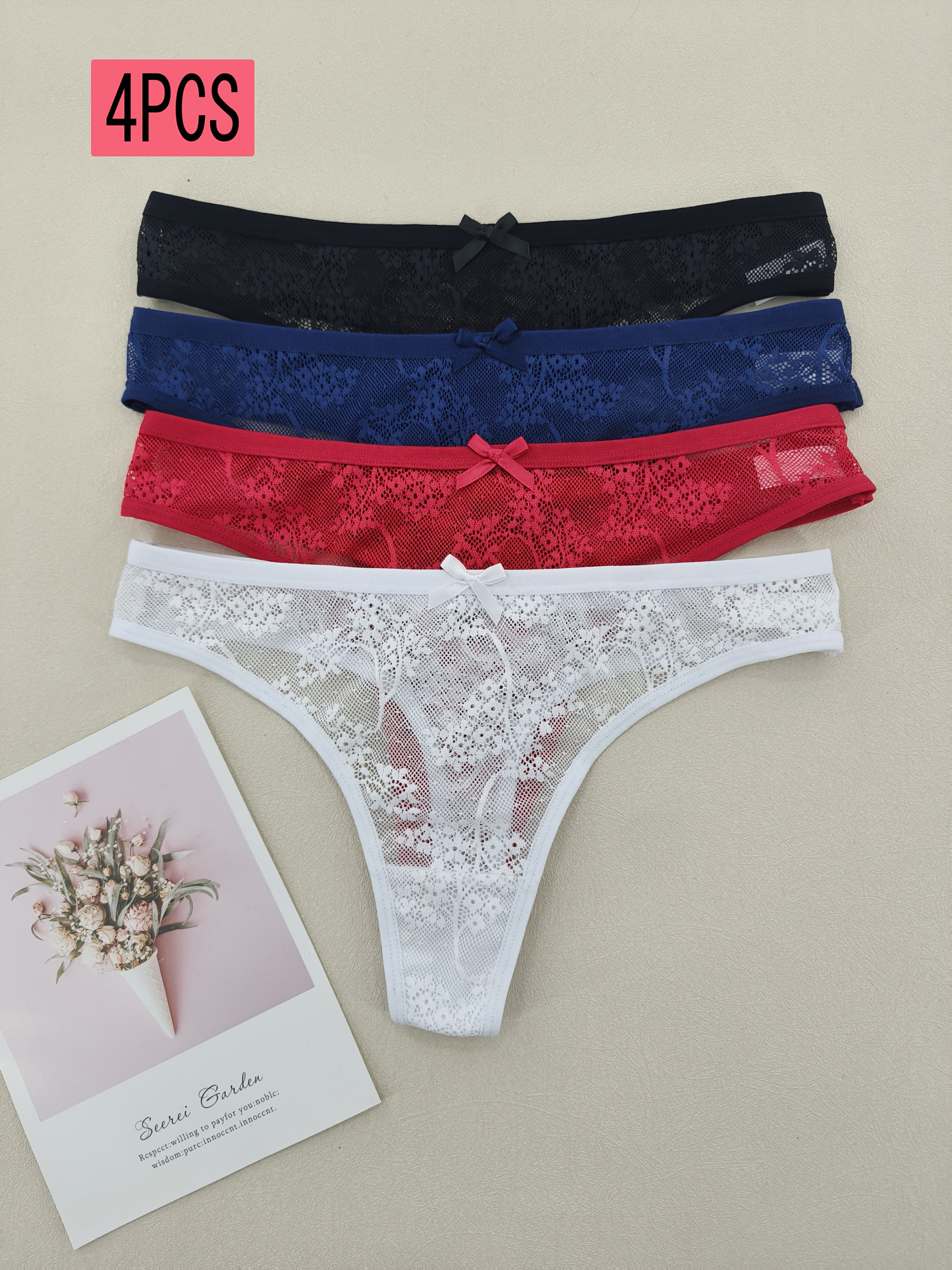 4er Set Damen Spitzenstrings