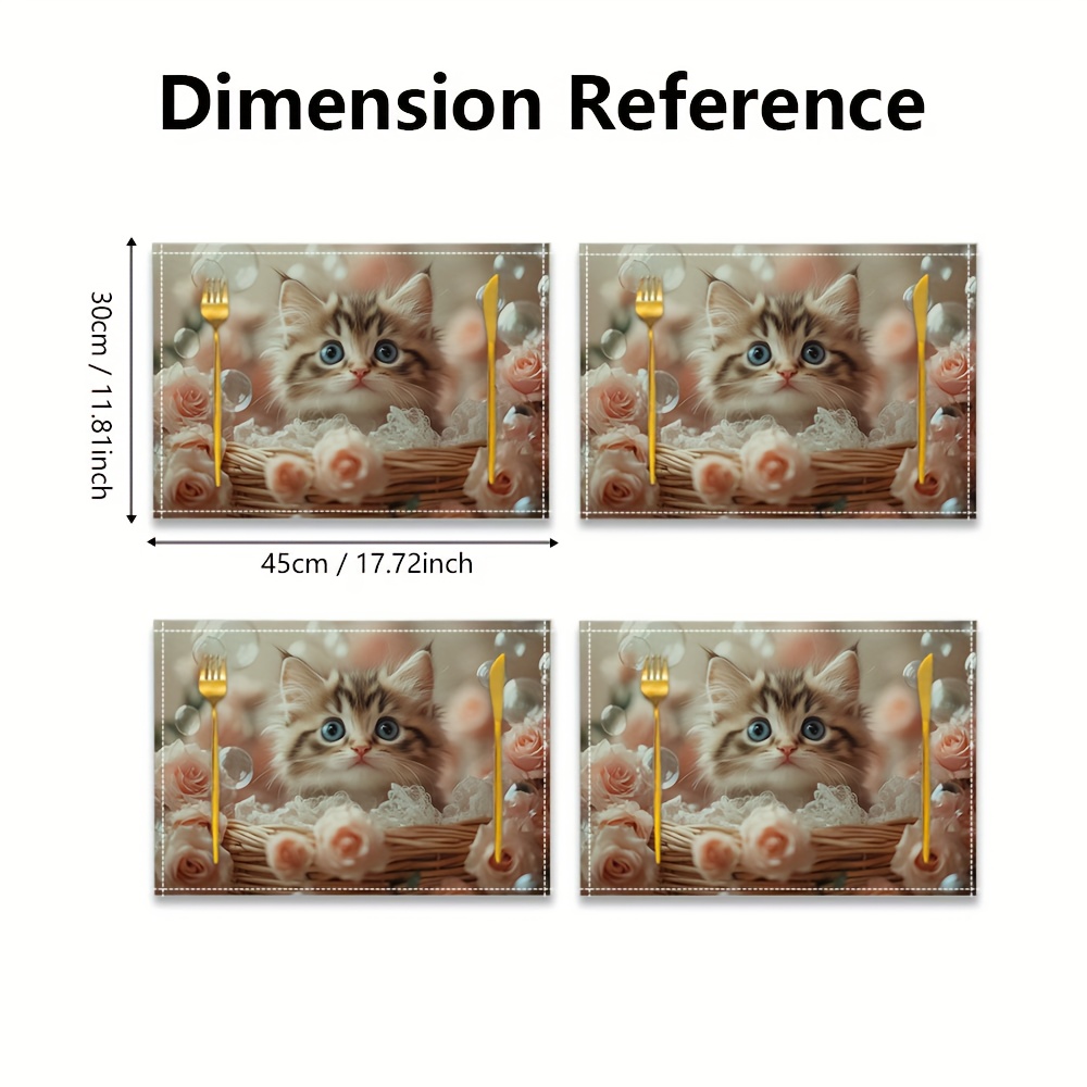 Set van 4 placemats met schattig katten design voor tafel_voghion.com