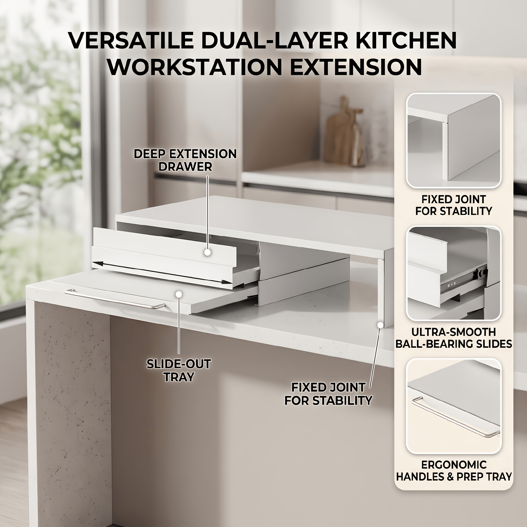 Modern Minimalist Microwave Rack, 3d Slide-out Kitchen Countertop Stand, Heavy-duty Metal Appliance Organizer (single/double/extendable), Black White End, Oven Rack
