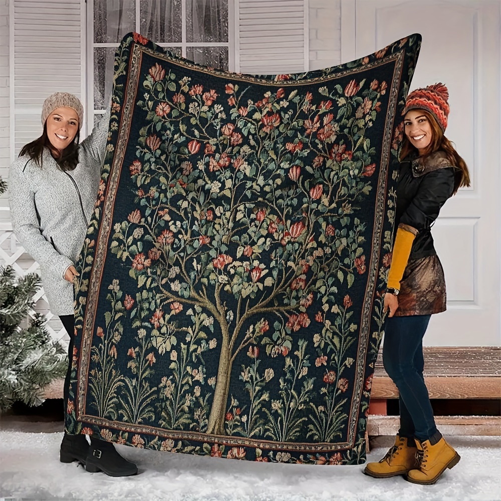 

Medieval Floral Flannel Blanket - Office , Air Conditioning Comfort, And Holiday Decor