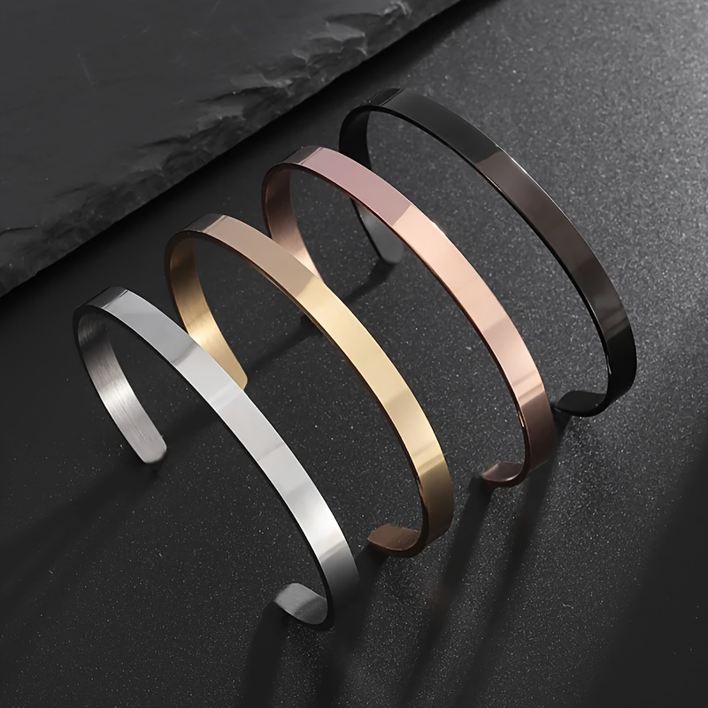 

4pcs/set High Quality Stainless Steel Opening Adjustable Bracelet For Men And Women Fashion Casual Party Accessories