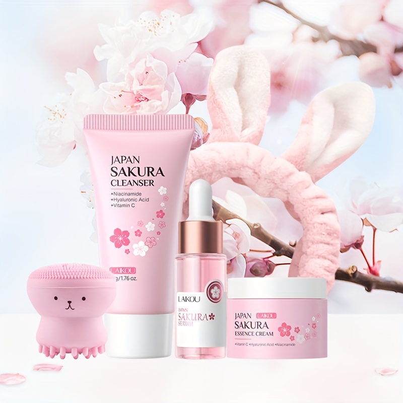 japan sakura skincare set 5pcs travel kit cleanser - Temu