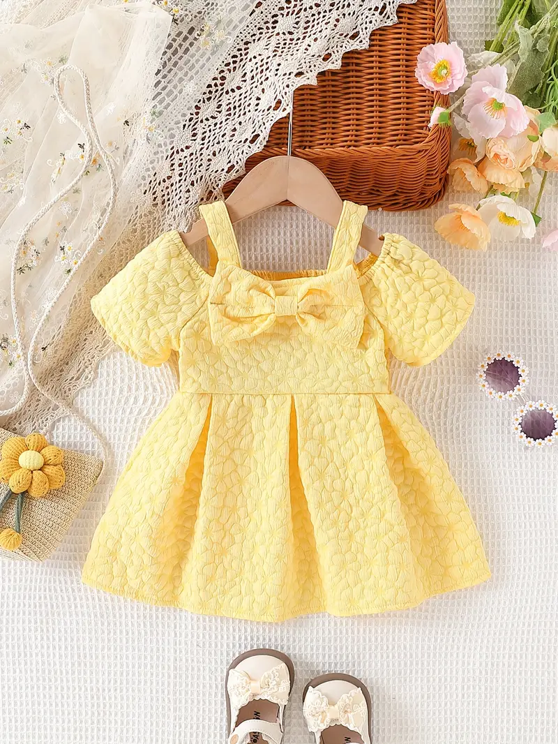 cute summer yellow dress MIUOWANP Summer Dress For Women V Neck Short Sleeve A Line Casual Hollow Out Lace Ruffle Cute Beach Party Dresses Light Yellow L
