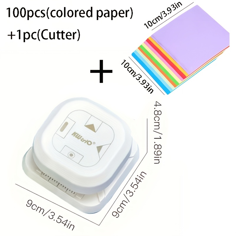 TEMU 1 Embossing Machine + 100 Colored Papers, Four-in-one Hole Puncher, Multi-functional Embossing And Punching Tool, Rounded Corner Cutter For