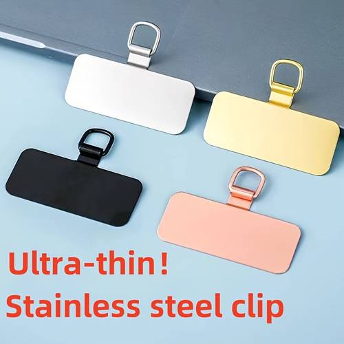 Mobile Phone Golden Style Lanyard Ultra-thin Connection Sheet Buckle Splint Fixed Gasket Anti-lost Mobile Phone Patch Stainless Steel Splint Strong And Durable Stainless Steel