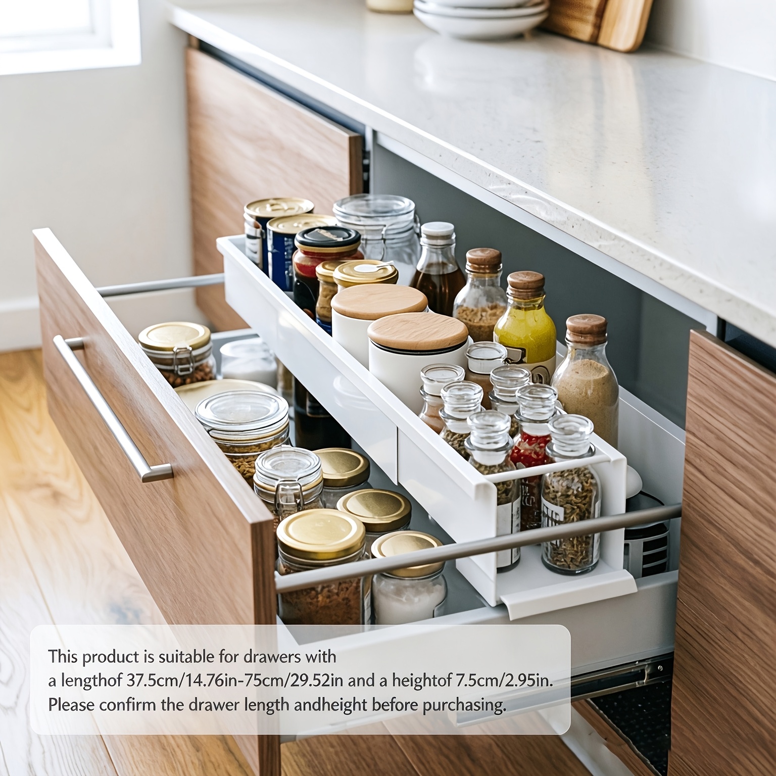 TEMU Étagère à épices extensible, étagère métallique multifonctionnelle, étagère de rangement rétractable pour divers bouteilles et pots - Étagère à