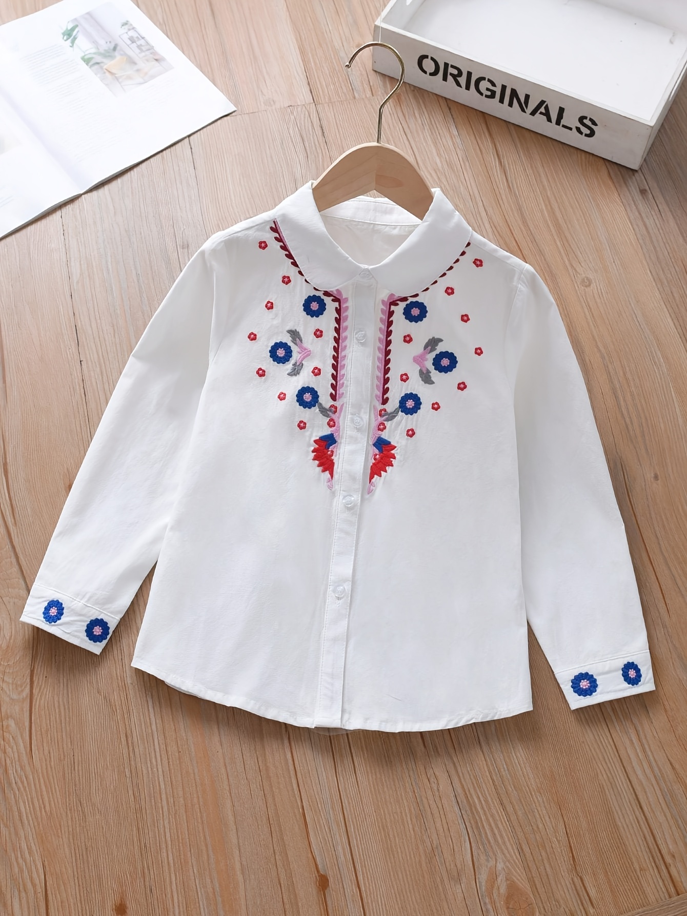 kuyixiong girls long sleeve shirt white button collared Temu