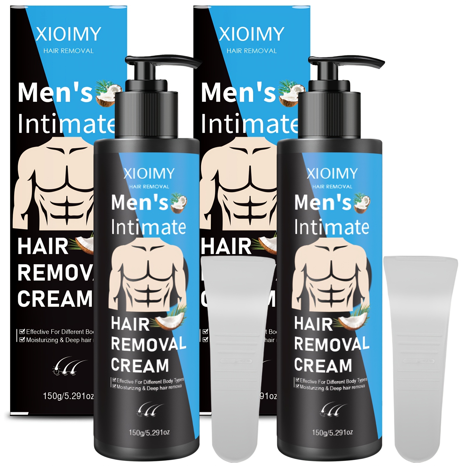 2-pack Men's Natural Extract - Mild Formula, Light Skin, No Residue, Fast Hair Removal, Lasting, Suitable For Underarm, Legs, , Intimate Areas, Chest, Body, Etc