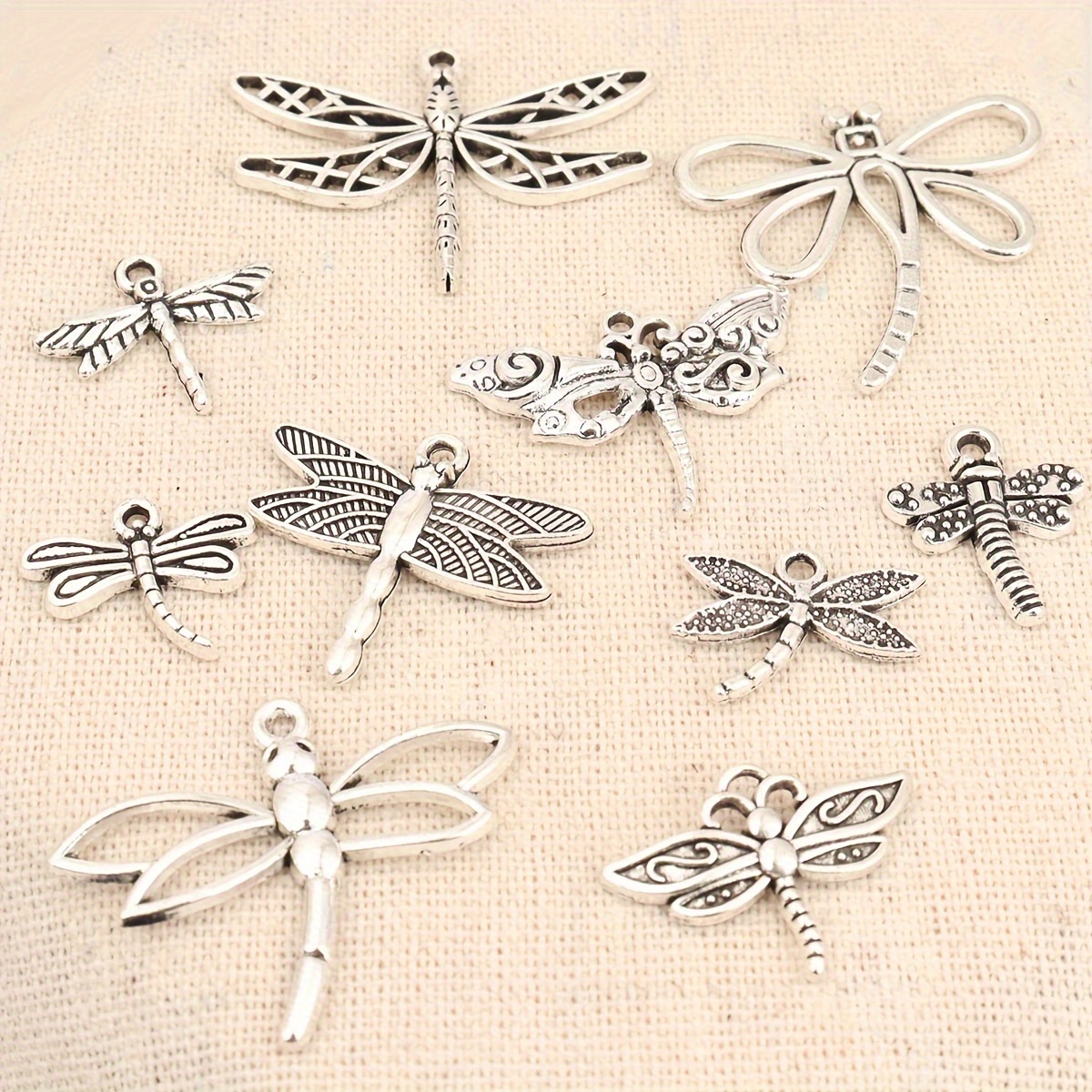 

50pcs Mixed Dragonfly Charms Set - Alloy Pendants For Making, Ideal For Necklaces, Bracelets & Earrings - Intricate Designs With Patterns - Fashion Accessories, Small Charms For Jewelry Making