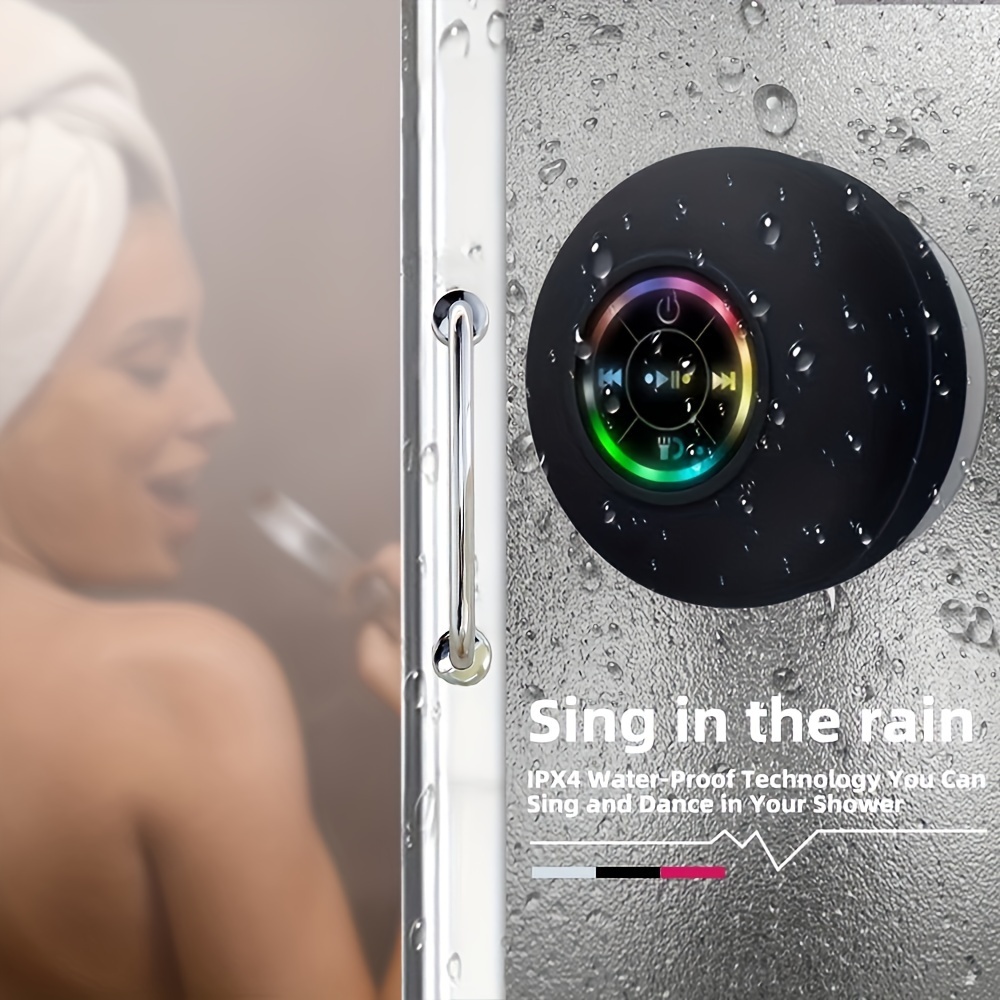 mini led bathroom speaker small size wireless speaker with usb charging 400mah button control water resistant ipx 4 stereo audio output rechargeable lithium battery polymer details 1