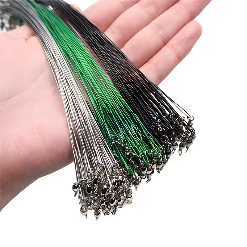 50pcs set of steel sea fishing leader line with rotating ring and anti bite   anti bite wire leader