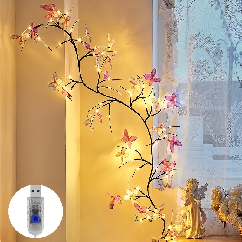 Image of 1pc, Led Fairy Lights For Wall Decoration, Usb Powered, Measuring 1. (4.3ft) With 30 Leds And 8 Lighting , Perfect For Valentine's Day, Home, Garden, Patio, Bedroom, Parties, Classrooms, Crafts
