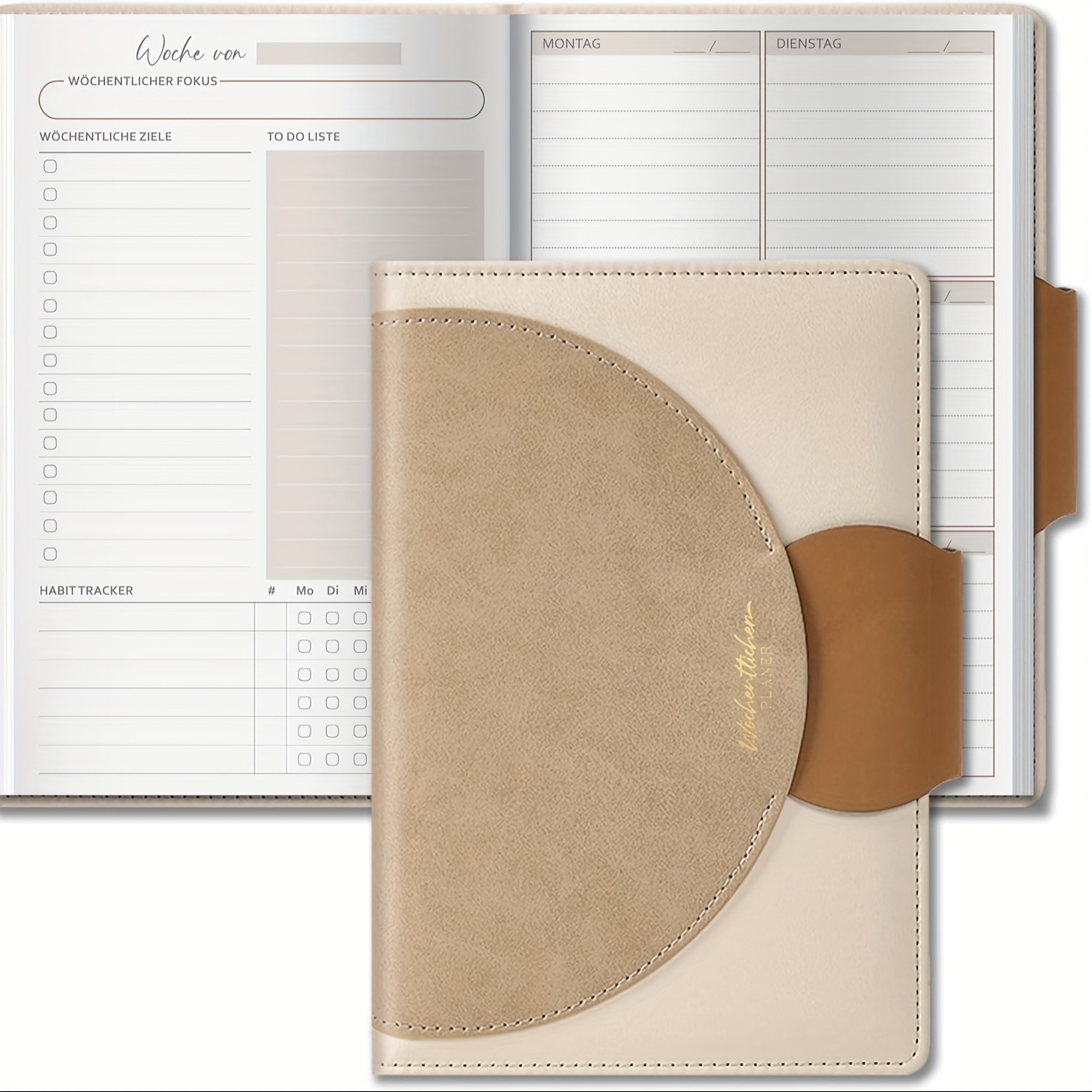 Weekly Planner From Biroyal Without Specified Dates | A5 Schedule Planner | With List And Large Note Area | 60 Sheets Of German Schedule Planner With Hardcover | Planner