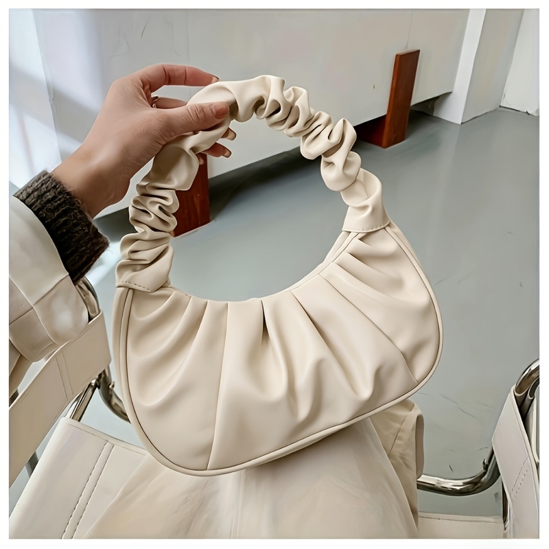 TEMU Bolso de Pleated Cloud - Bolso pequeño minimalista con cierre de broche, adecuado para varios atuendos, versátil para ocasiones, ideal para