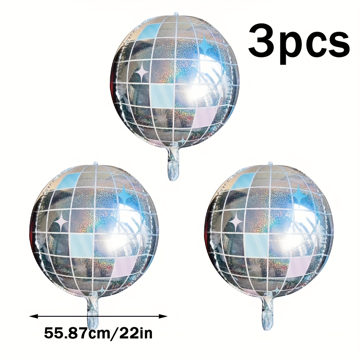 Image of 3pcs 22inch 4d Laser Box Disco Aluminum Film Balloon Set Ball Birthday Party Theme Party Scene Atmosphere Decoration Decoration Supplies