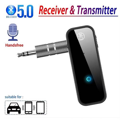 2 in 1 wireless 5 0 receiver transmitter 3 5mm aux wireless adapter for car audio mp3 calls and tv headphones usb charging abs material rechargeable lithium polymer battery