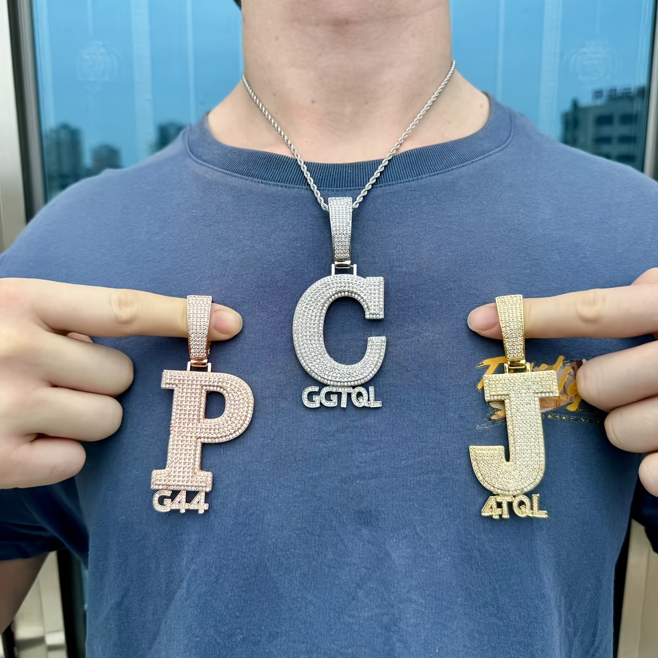 

Customized Men's Hip-hop Copper Letter Design Pendant For Decoration
