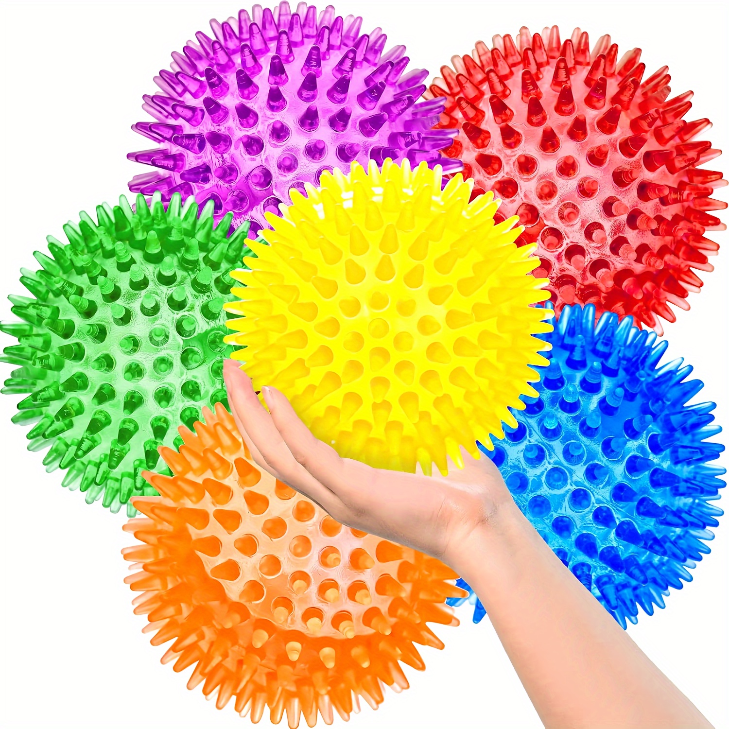 

3.5" Large Dog Toys Ball, 6 Pack Squeaky Dog Toys, Dog Toys For Aggressive Chewers, Spiky Dog Ball For Clean Teeth And Training, Toys For Large Dogs, Puppy Chew Toys For Teething