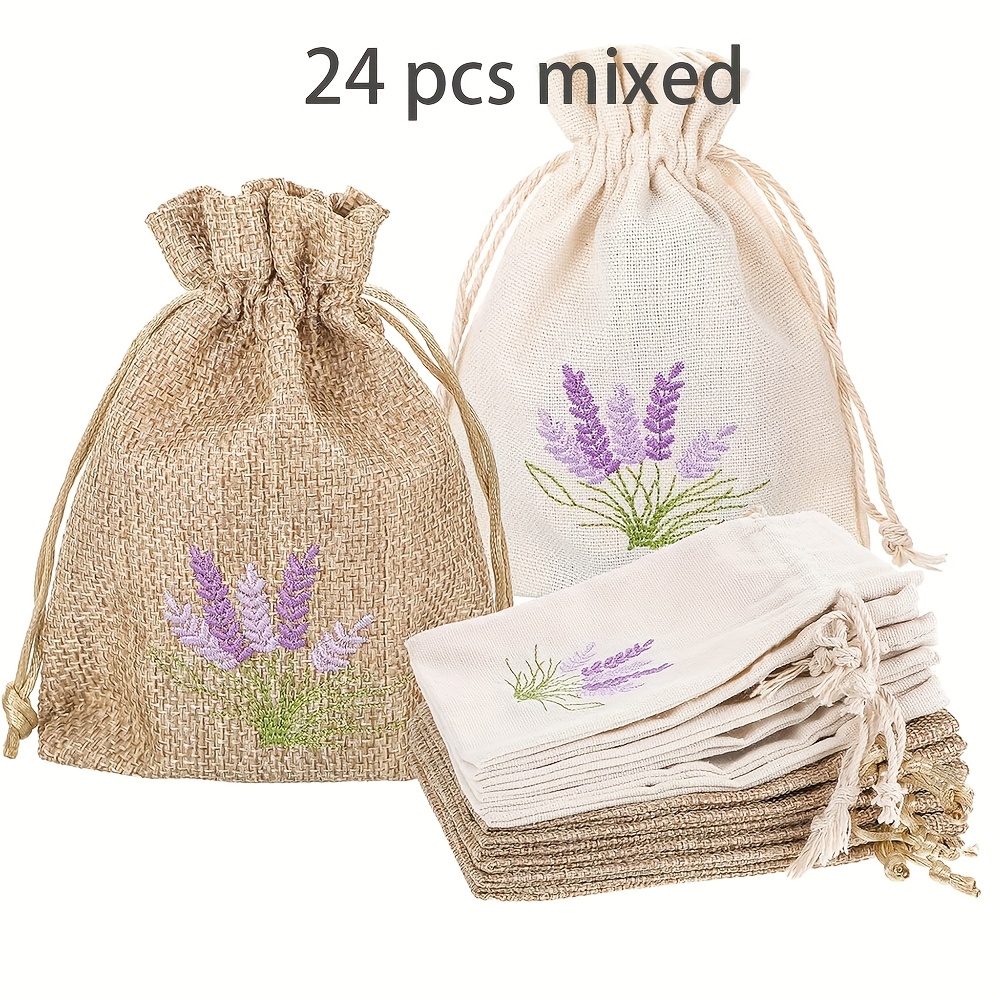 TEMU Bustine di lavanda, sacchetti vuoti, borsa di iuta con coulisse, pochette di lino per spezie, gioielli, matrimonio, Natale, Halloween