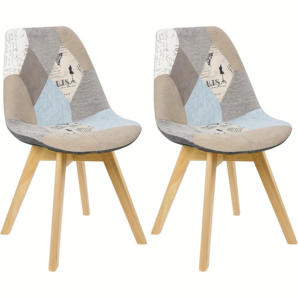 2pcs Modern Dining Chairs With Cushioned Seats - Frame & Linen Upholstery, -filled Backrest Suitable, Dining Room - - Chairs ()